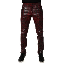 Red Leopard Cotton Skinny Men Denim Jeans