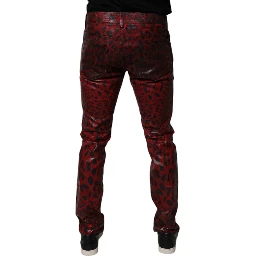 Red Leopard Cotton Skinny Men Denim Jeans