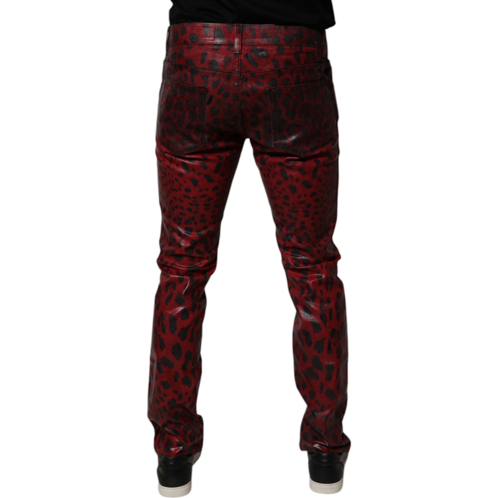 Red Leopard Cotton Skinny Men Denim Jeans