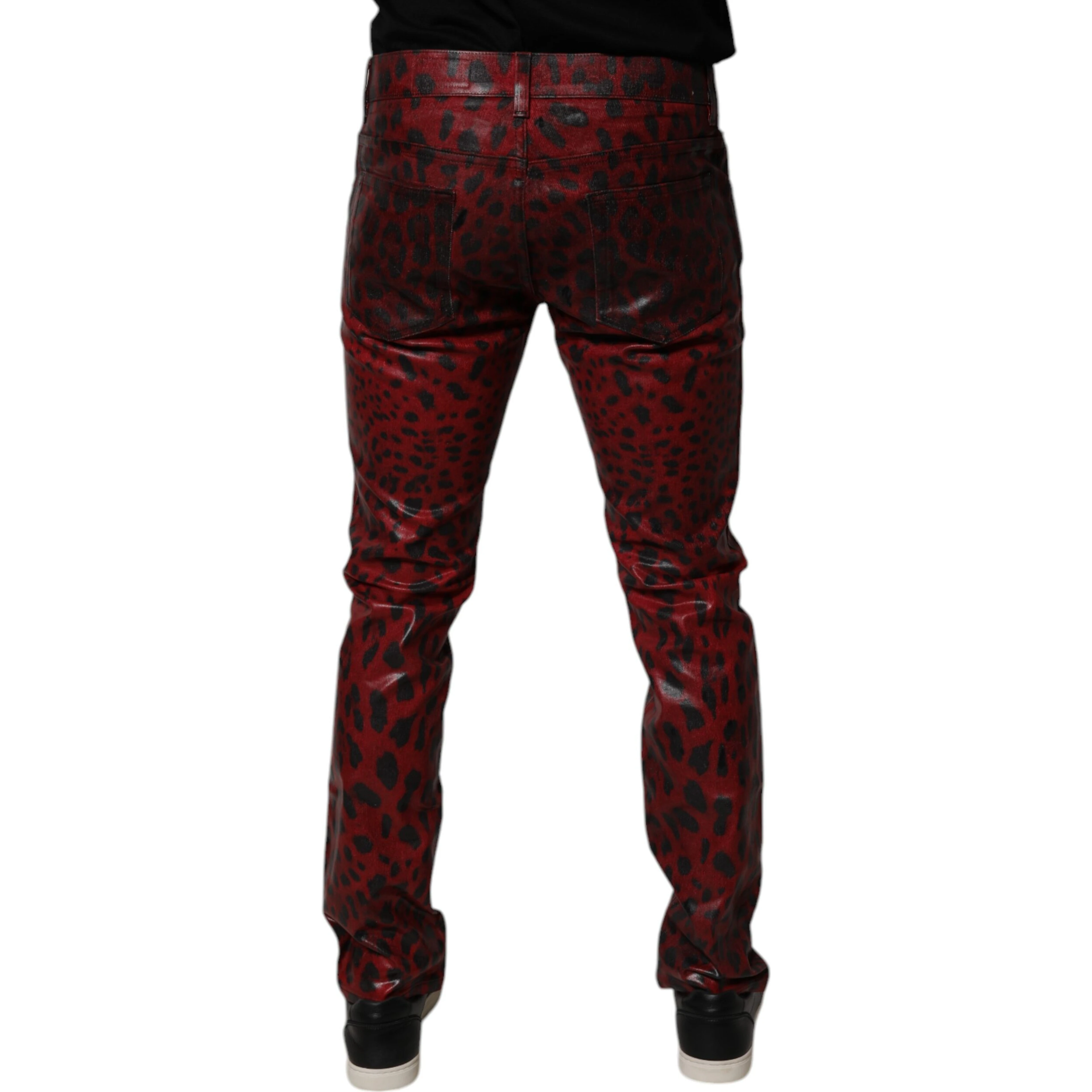 Red Leopard Cotton Skinny Men Denim Jeans