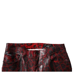 Red Leopard Cotton Skinny Men Denim Jeans