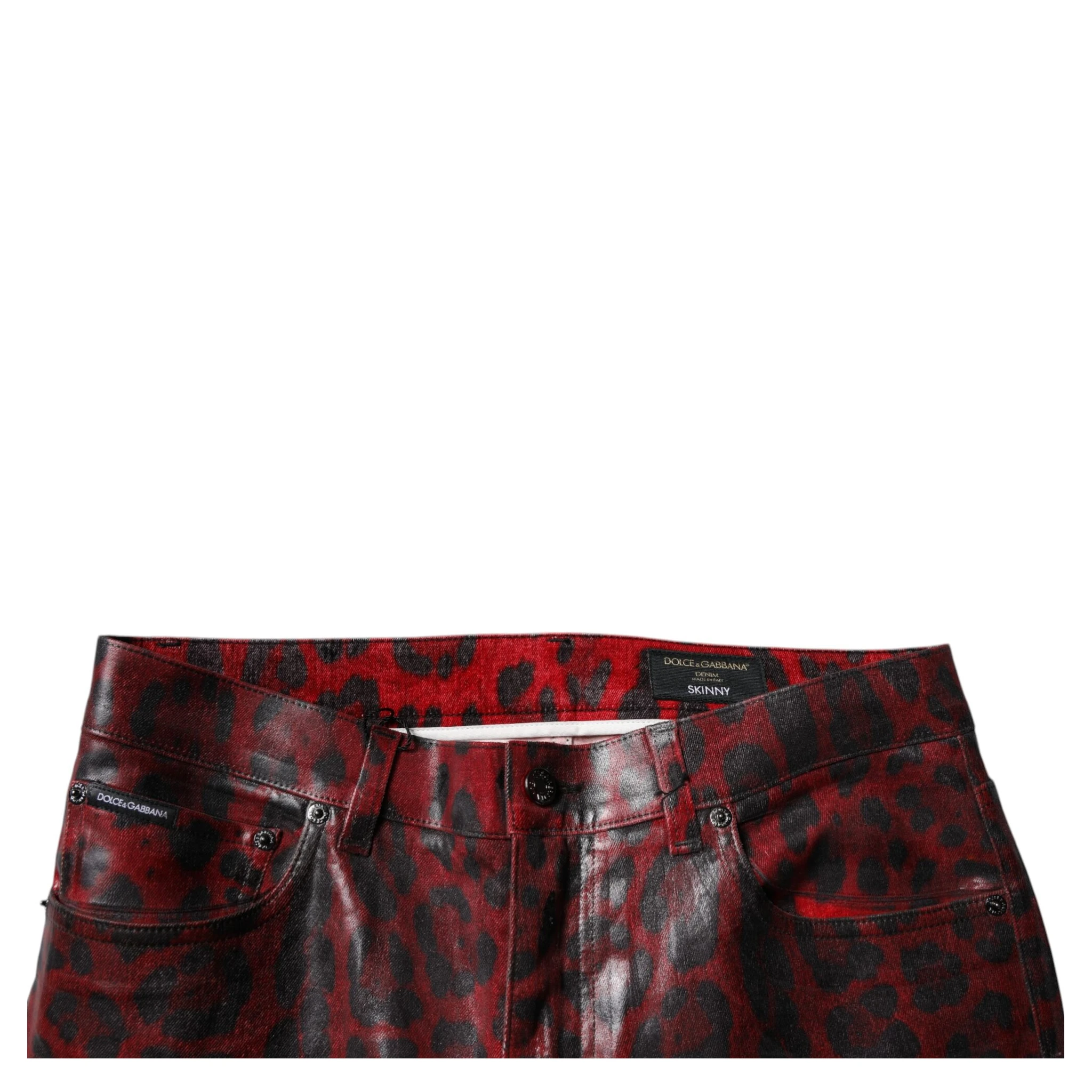Red Leopard Cotton Skinny Men Denim Jeans