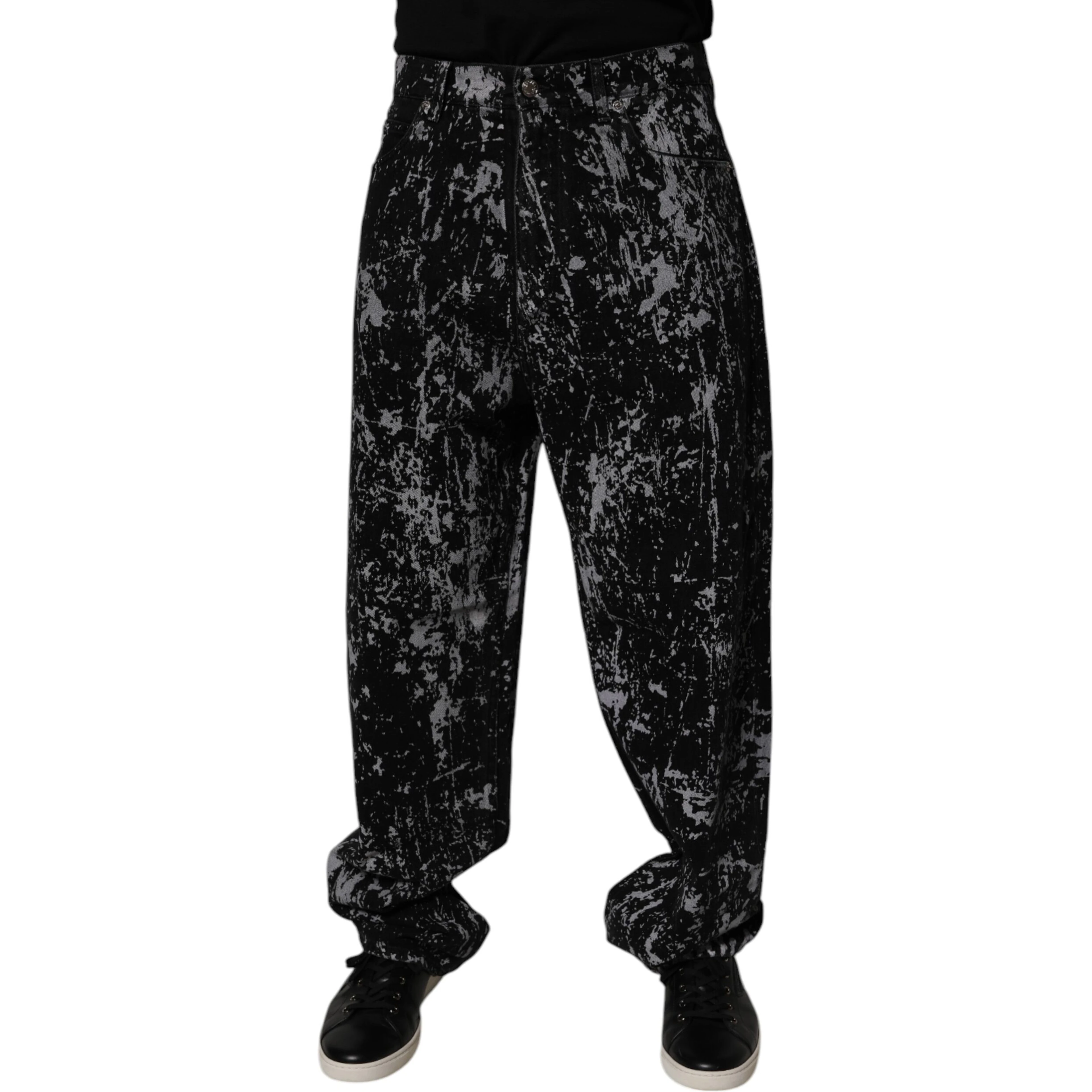 Black Tie Dye Cotton Straight Men Denim Jeans