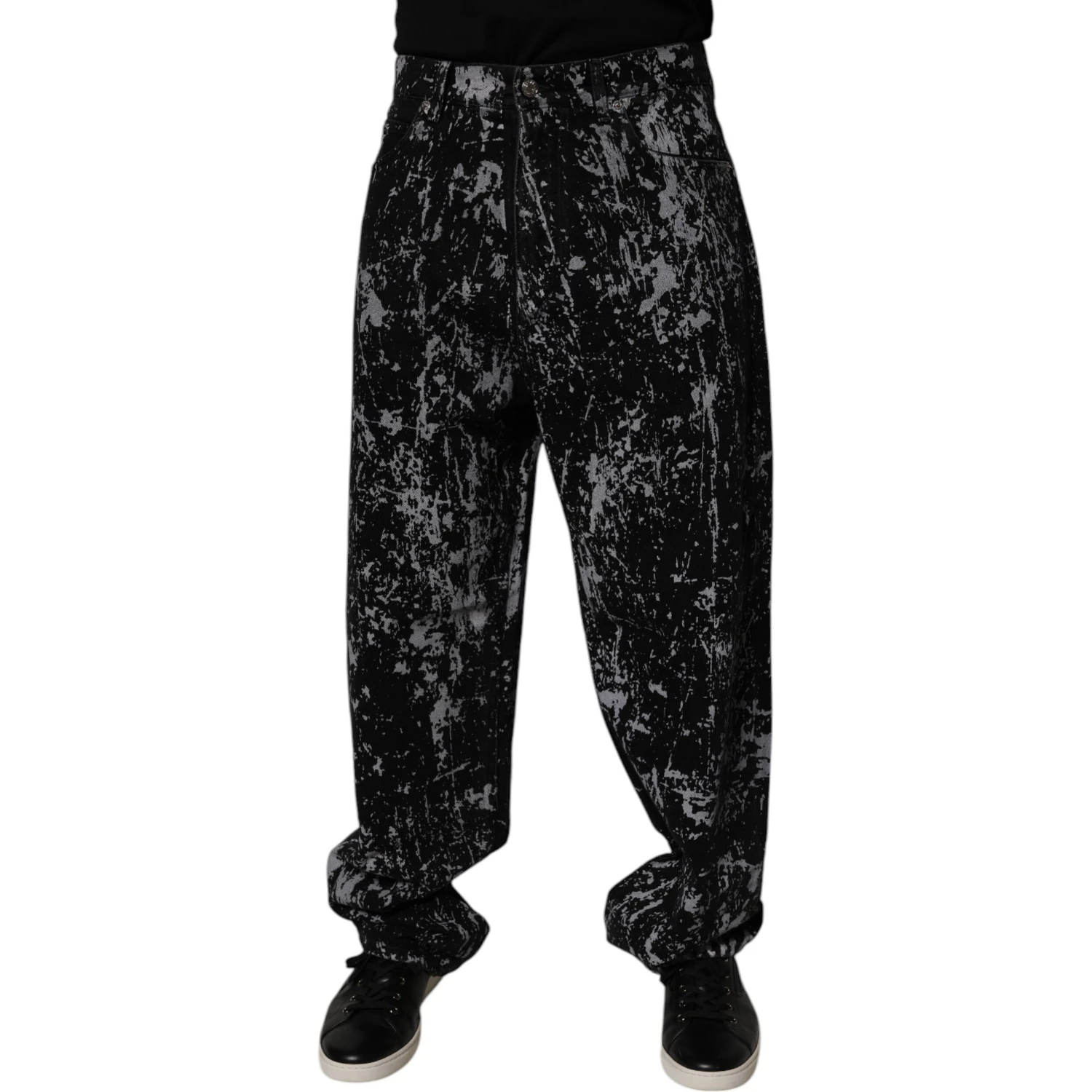Black Tie Dye Cotton Straight Men Denim Jeans
