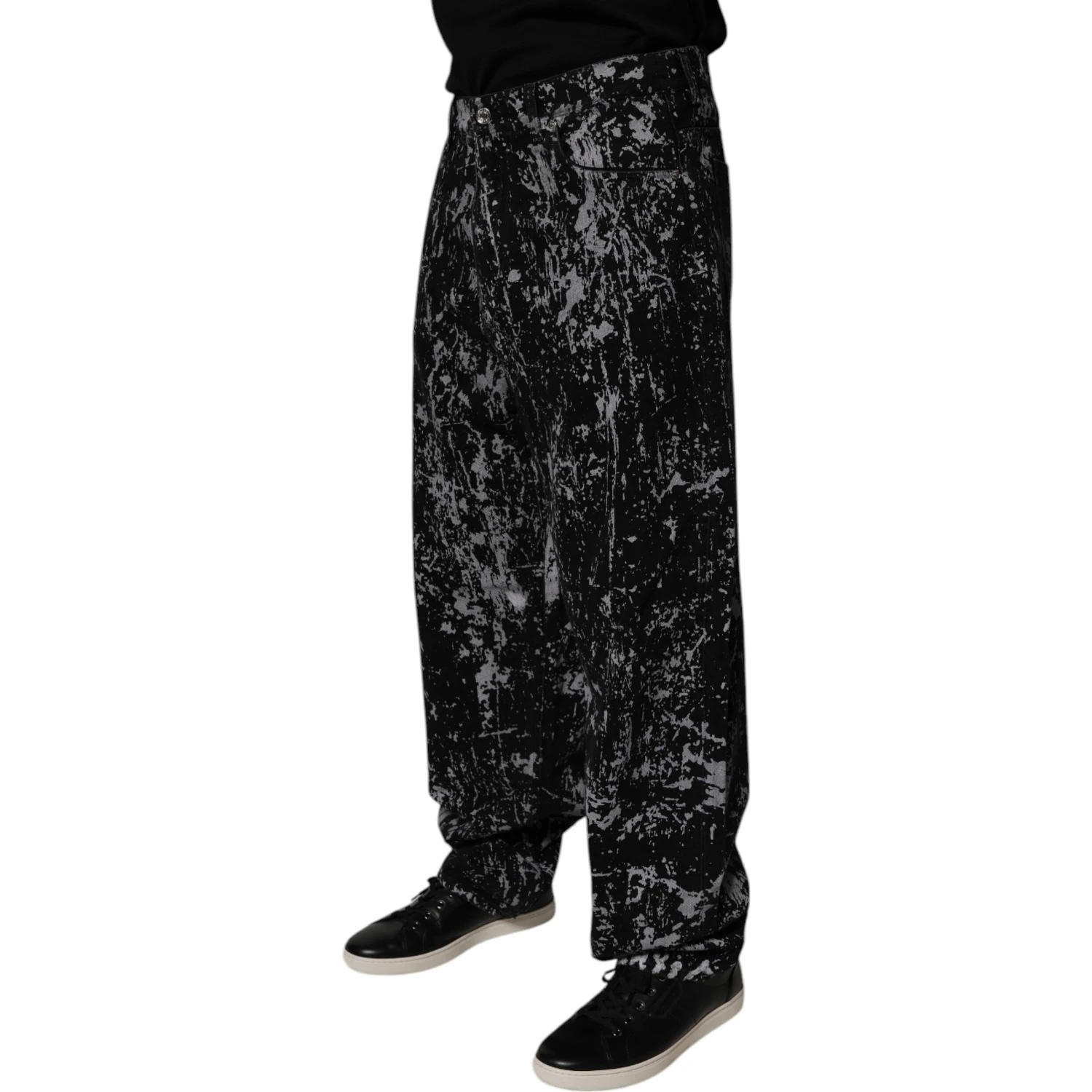 Black Tie Dye Cotton Straight Men Denim Jeans