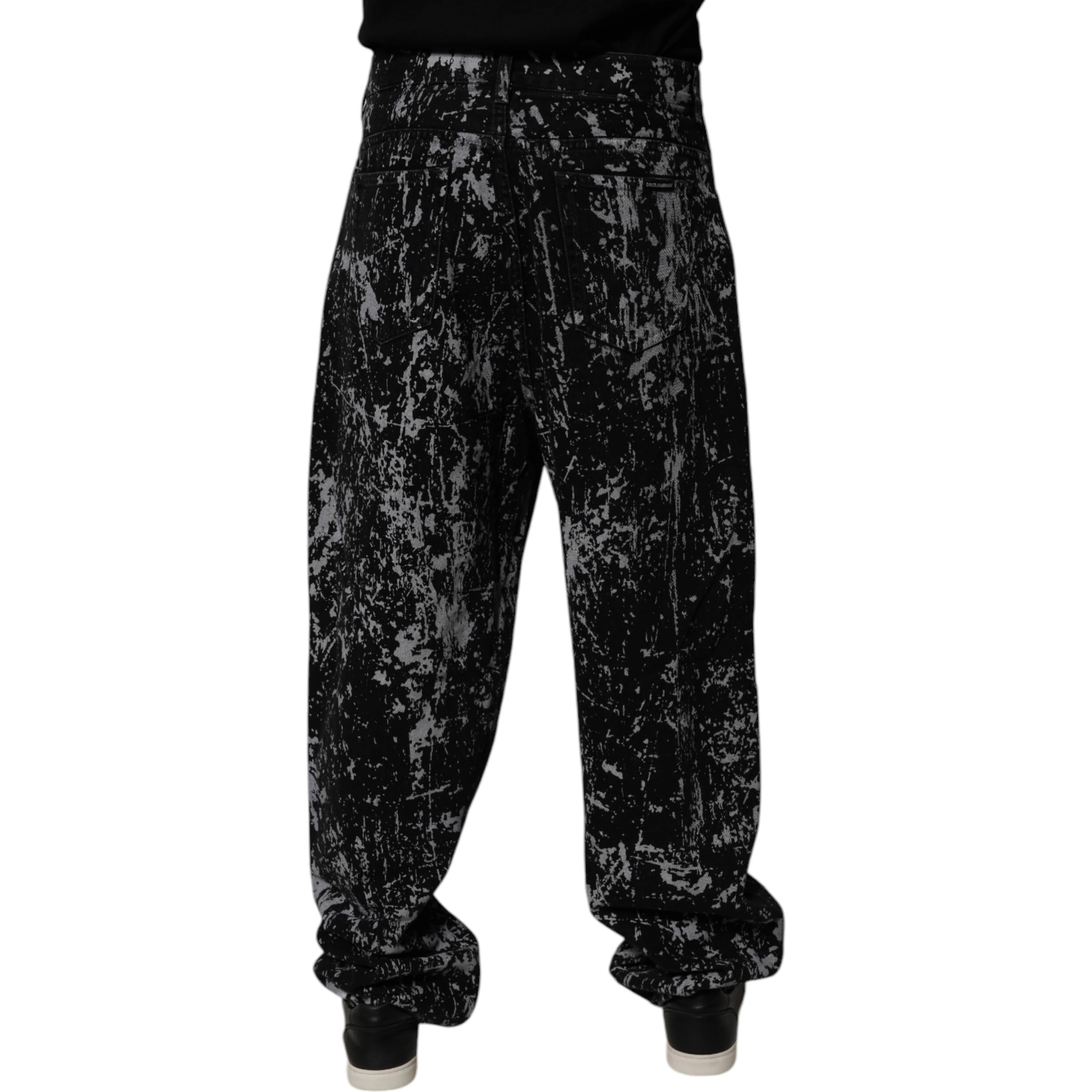 Black Tie Dye Cotton Straight Men Denim Jeans