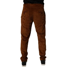 Dark Brown Corduroy Cotton Skinny Denim Jeans