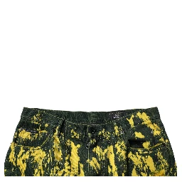 Black Yellow Tie Dye Tattered Skinny Men Denim Jeans