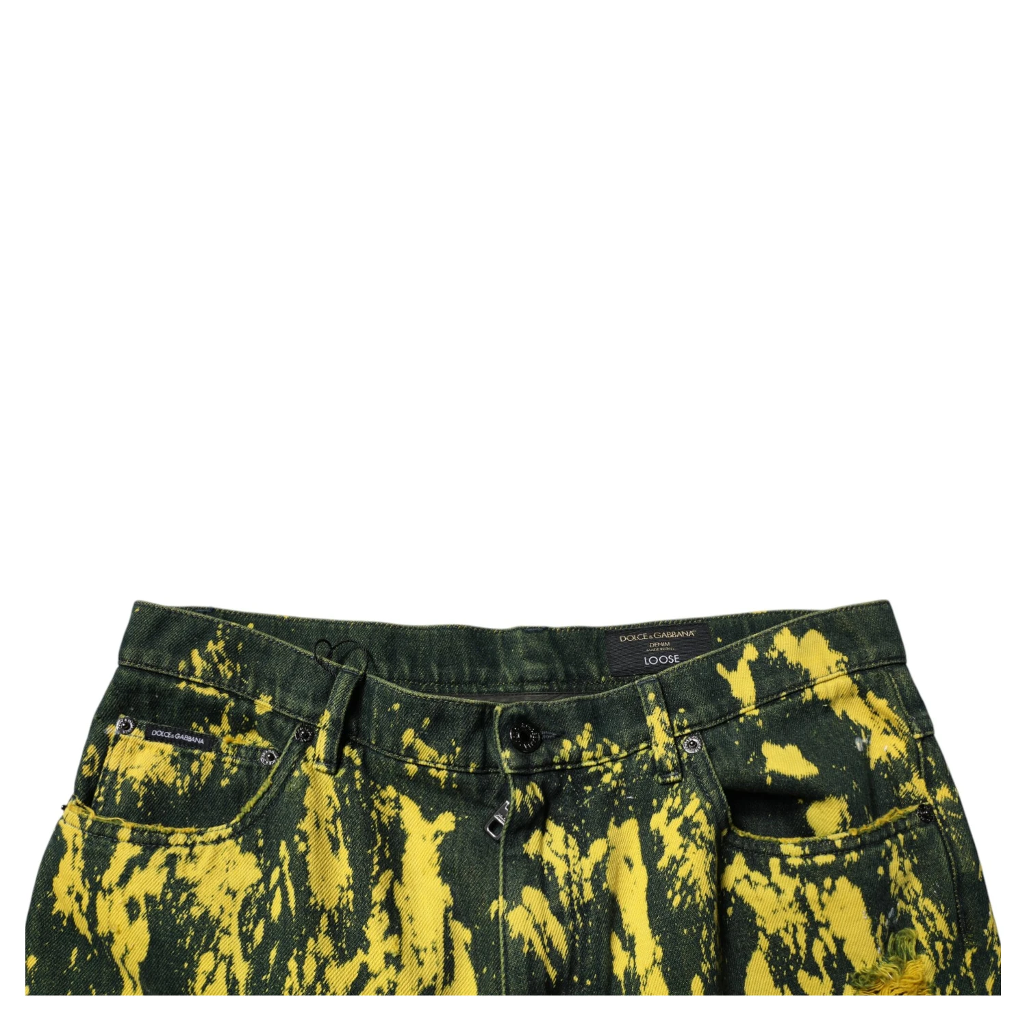 Black Yellow Tie Dye Tattered Skinny Men Denim Jeans