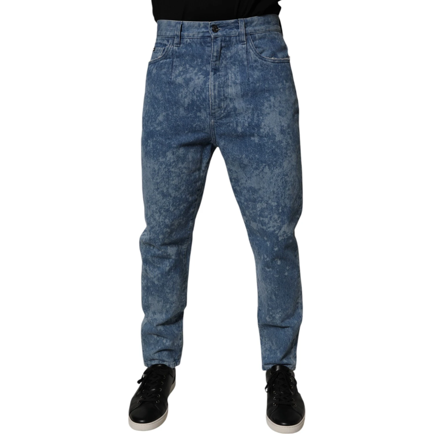 Blue Tie Dye Cotton Skinny Men Denim Jeans