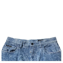 Blue Tie Dye Cotton Skinny Men Denim Jeans