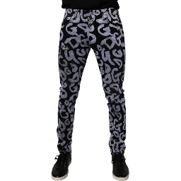 Black Logo Monogram Cotton Skinny Denim Jeans