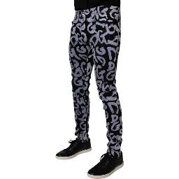 Black Logo Monogram Cotton Skinny Denim Jeans