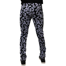 Black Logo Monogram Cotton Skinny Denim Jeans