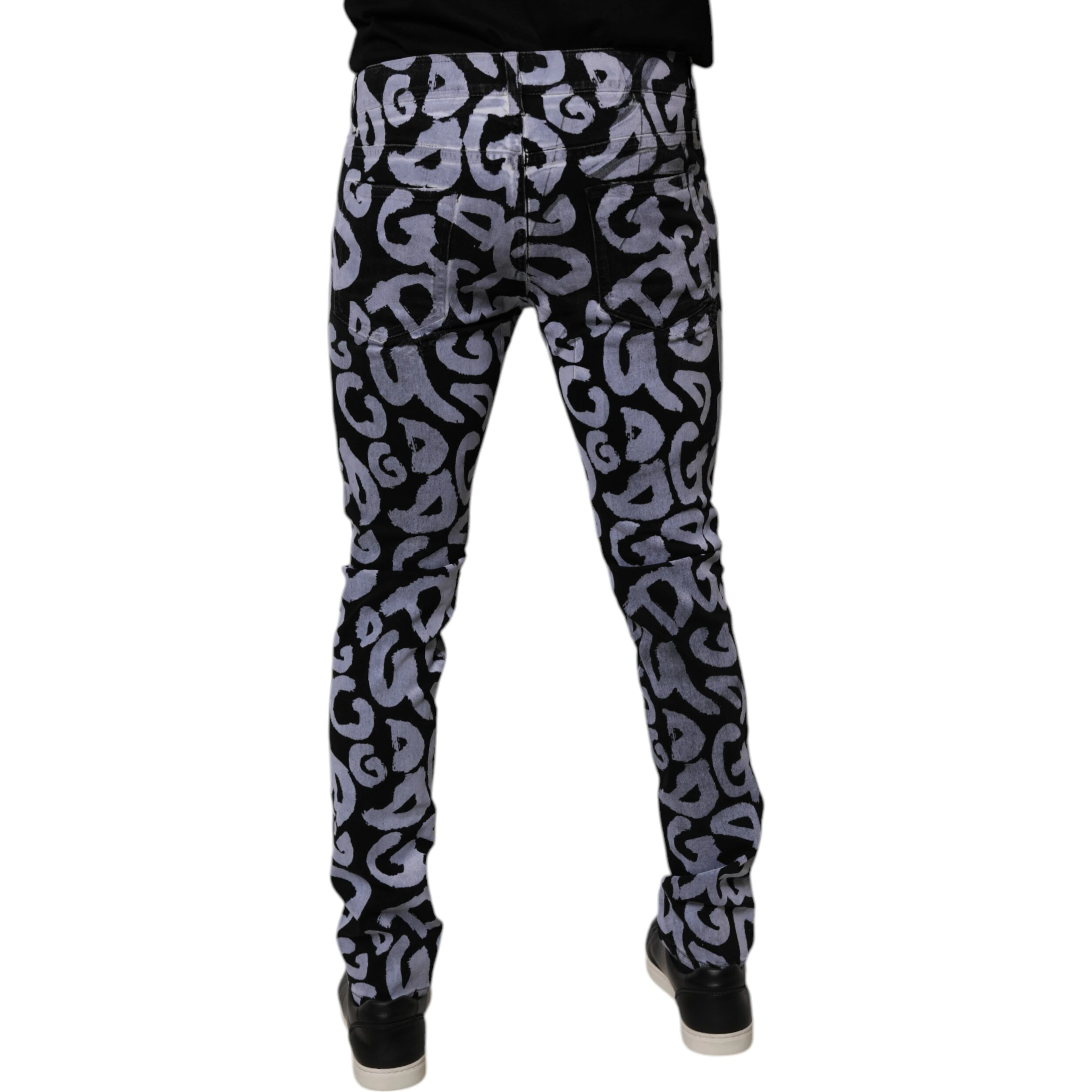Black Logo Monogram Cotton Skinny Denim Jeans