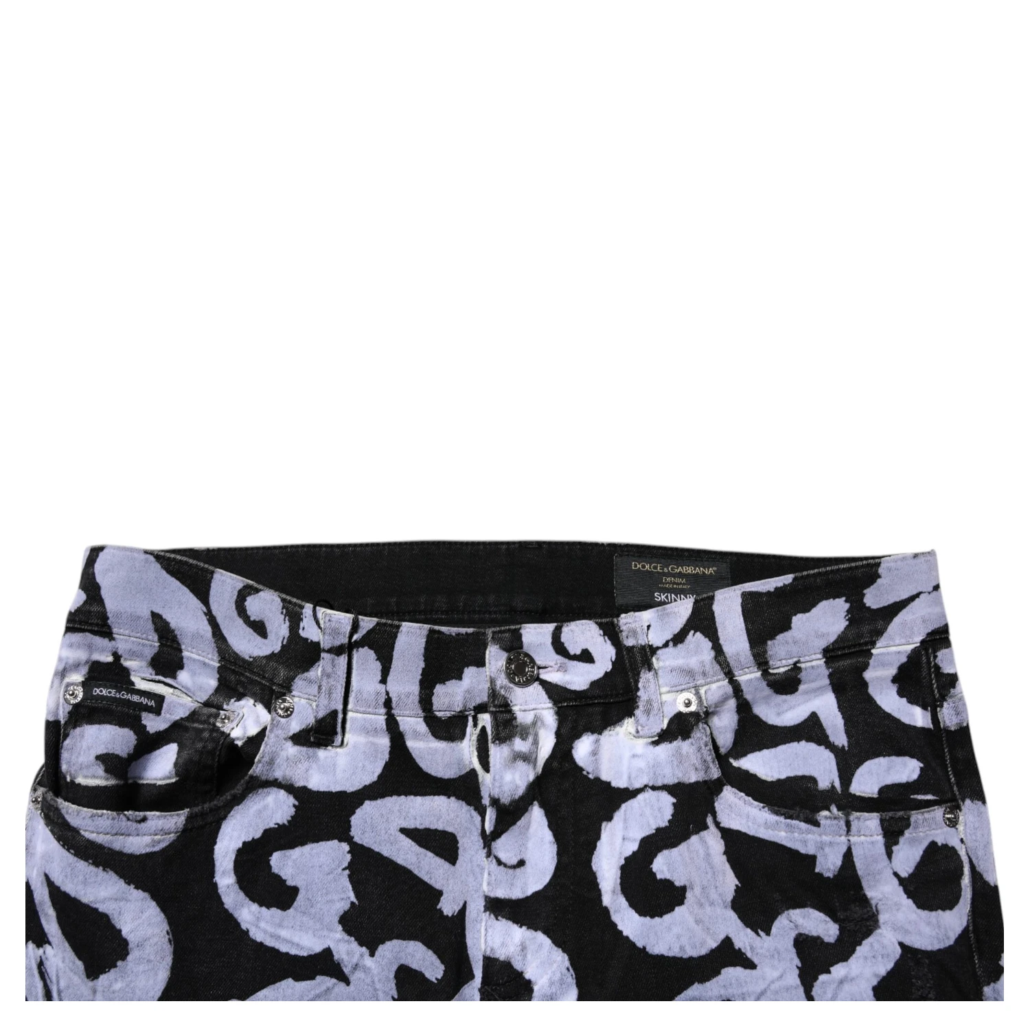 Black Logo Monogram Cotton Skinny Denim Jeans