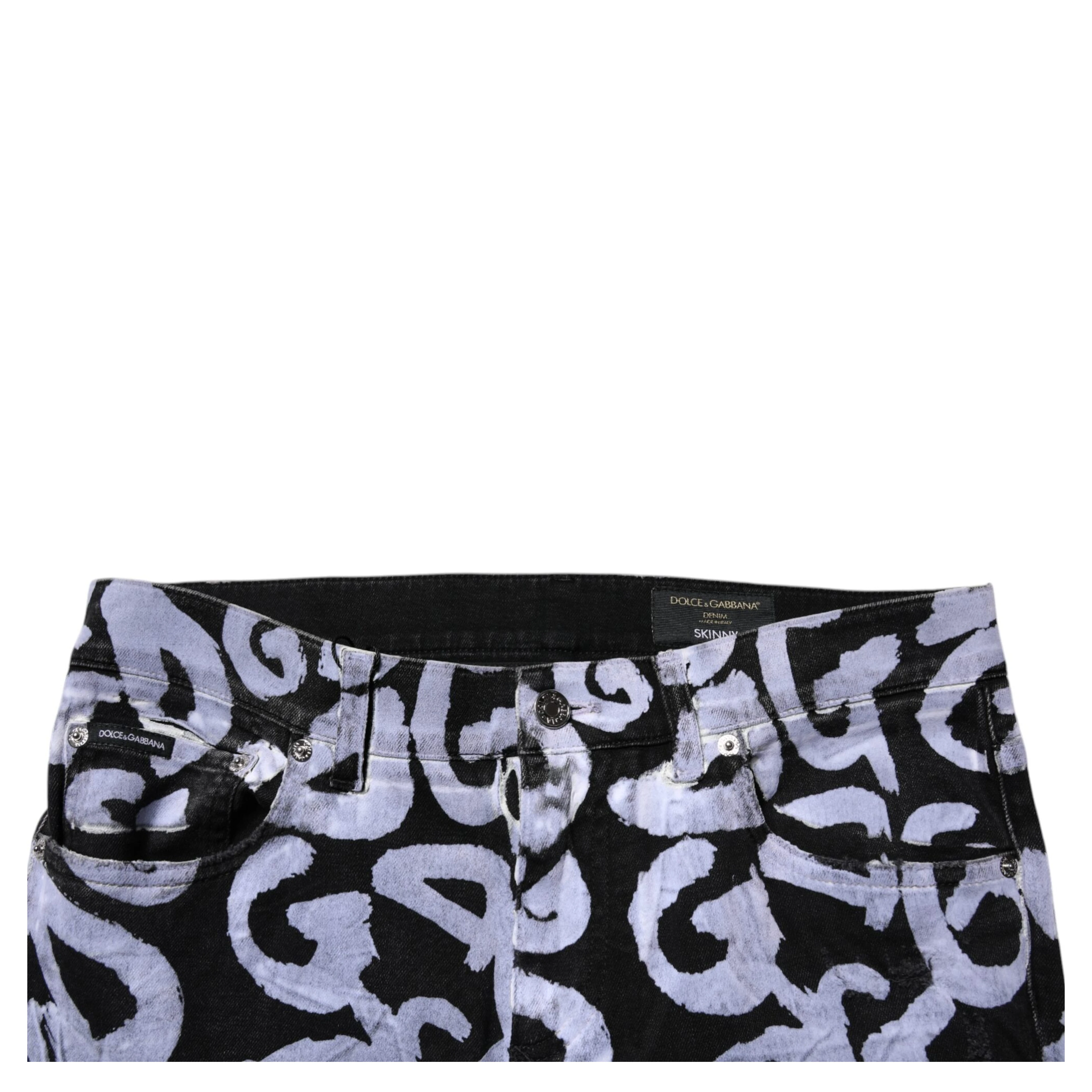 Black Logo Monogram Cotton Skinny Denim Jeans