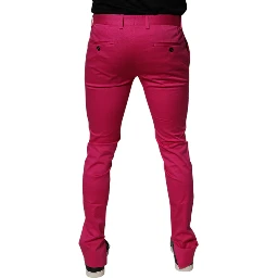 Pink Black Stripe Slim Fit Men Dress Pants