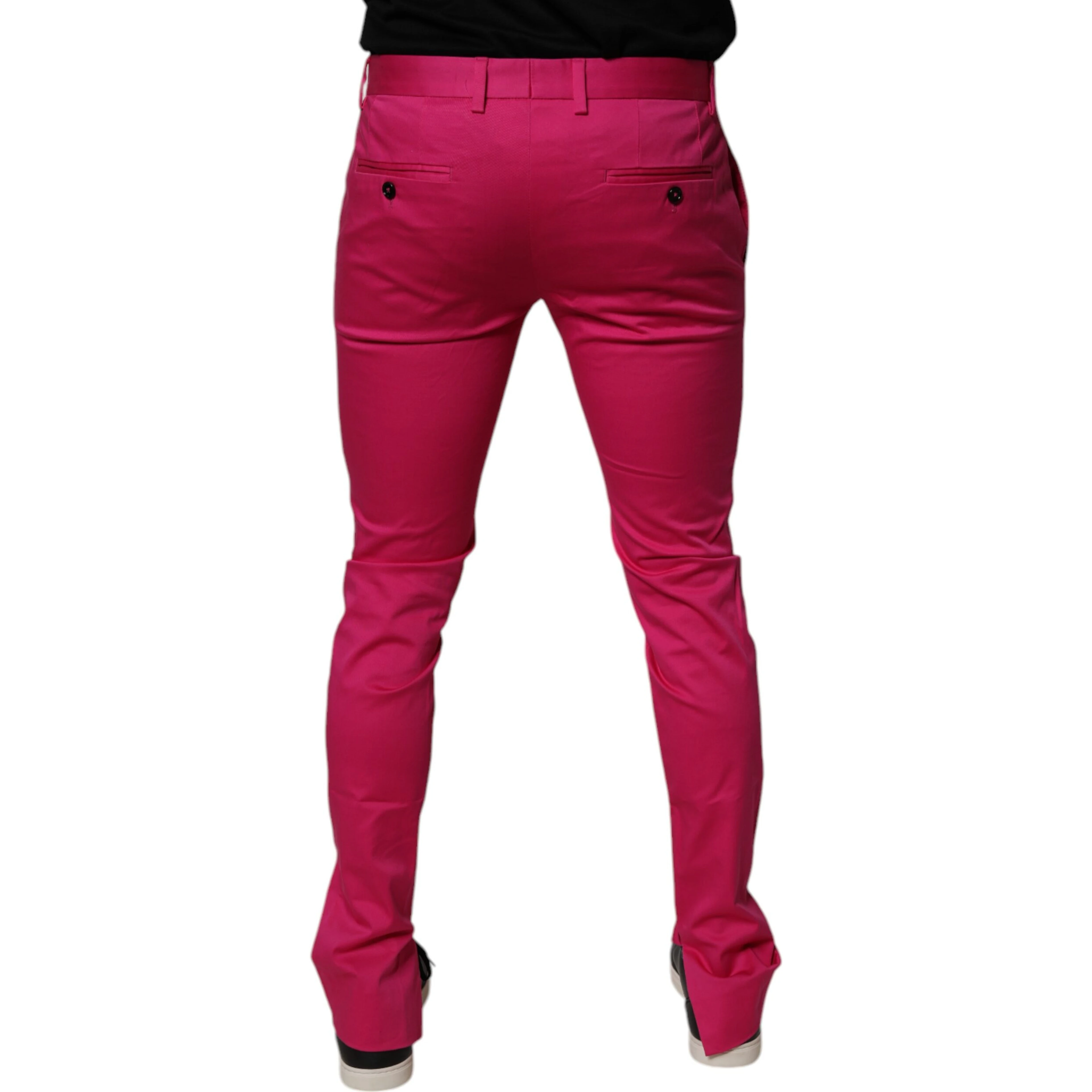 Pink Black Stripe Slim Fit Men Dress Pants