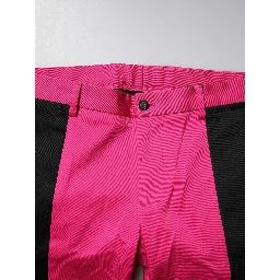 Pink Black Stripe Slim Fit Men Dress Pants