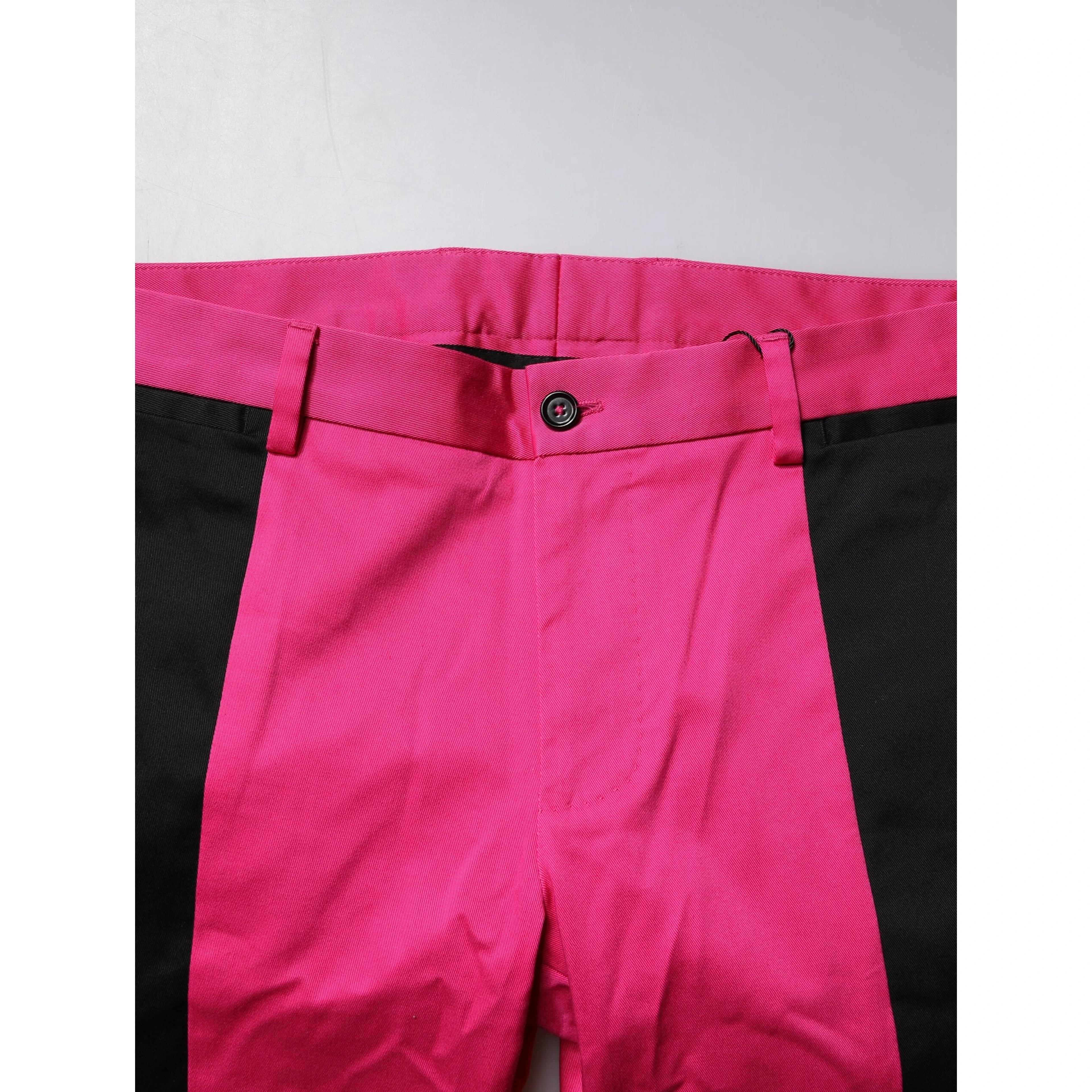 Pink Black Stripe Slim Fit Men Dress Pants
