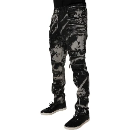 Black Tie Dye Cotton Skinny Zip Denim Jeans