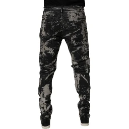 Black Tie Dye Cotton Skinny Zip Denim Jeans
