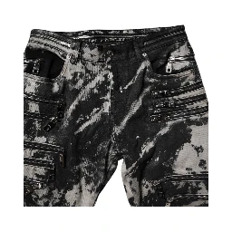 Black Tie Dye Cotton Skinny Zip Denim Jeans