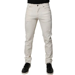 Off White Cotton Stretch Skinny Denim Jeans