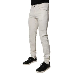 Off White Cotton Stretch Skinny Denim Jeans