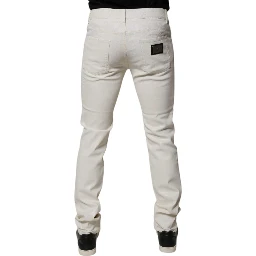 Off White Cotton Stretch Skinny Denim Jeans