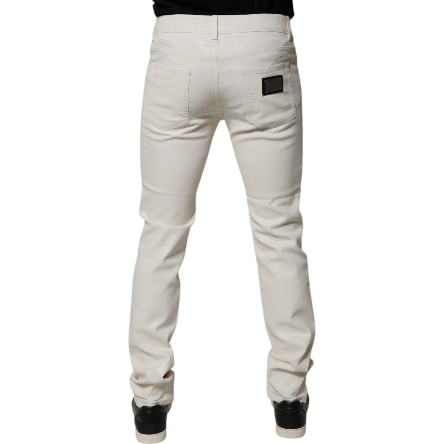 Off White Cotton Stretch Skinny Denim Jeans