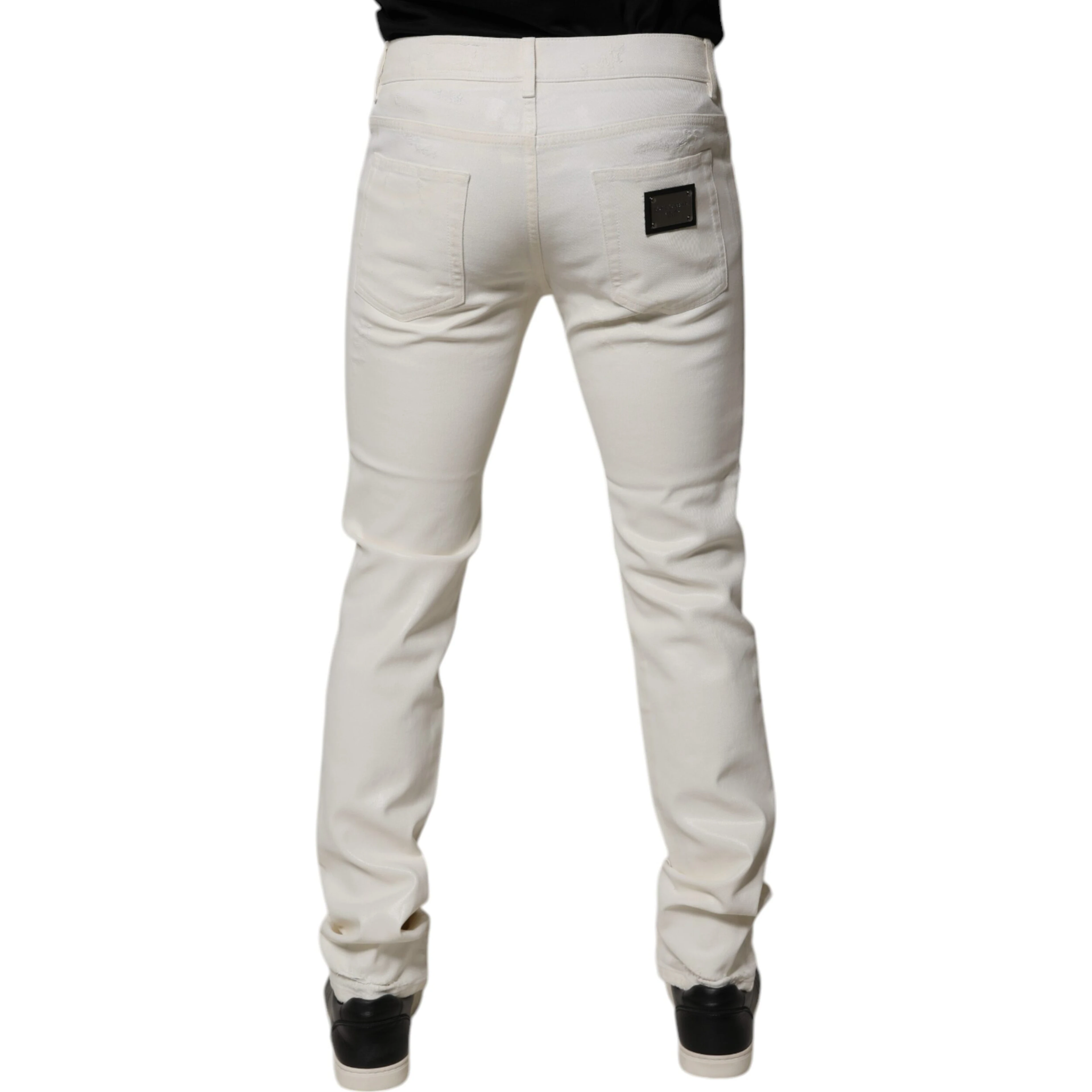 Off White Cotton Stretch Skinny Denim Jeans