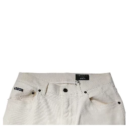 Off White Cotton Stretch Skinny Denim Jeans