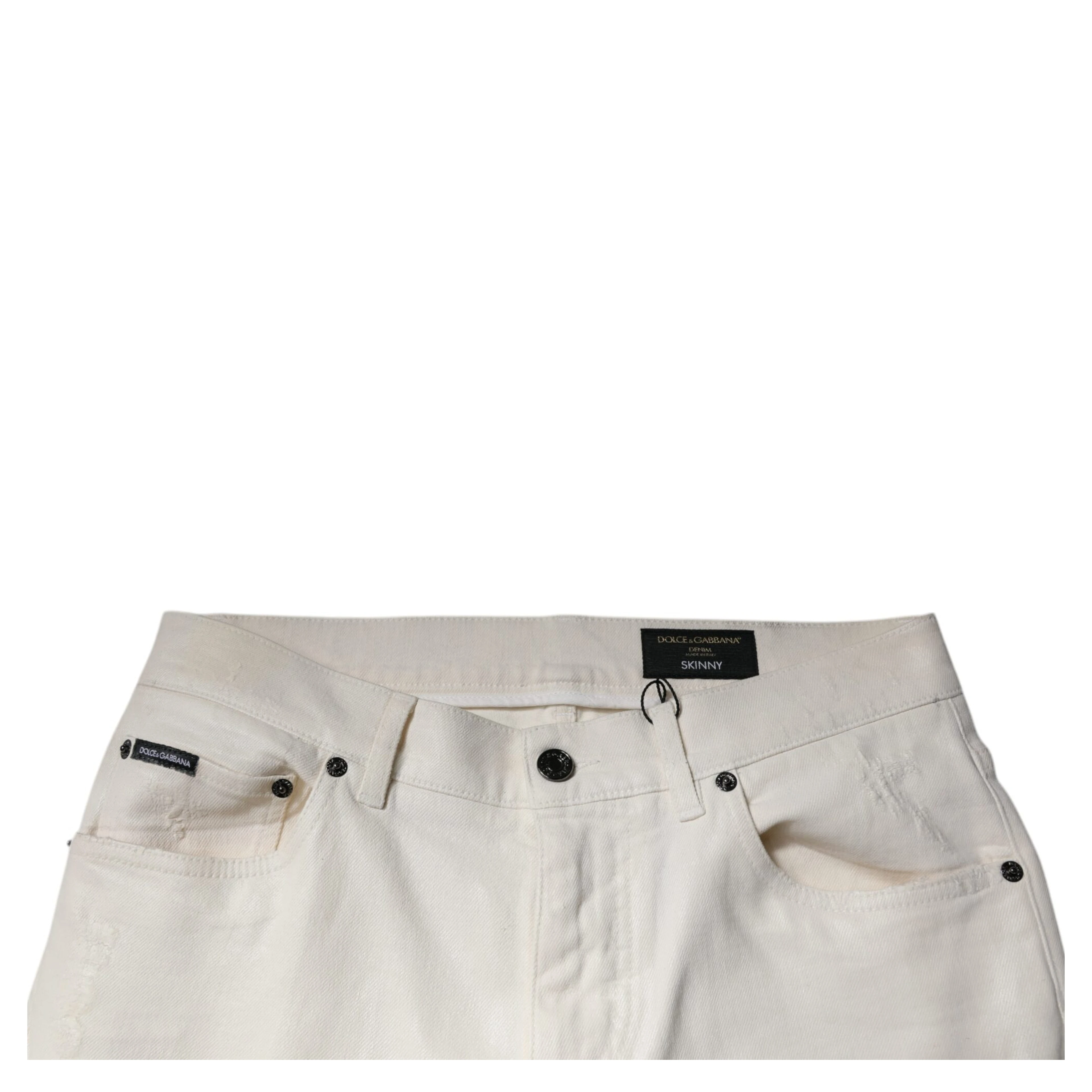 Off White Cotton Stretch Skinny Denim Jeans
