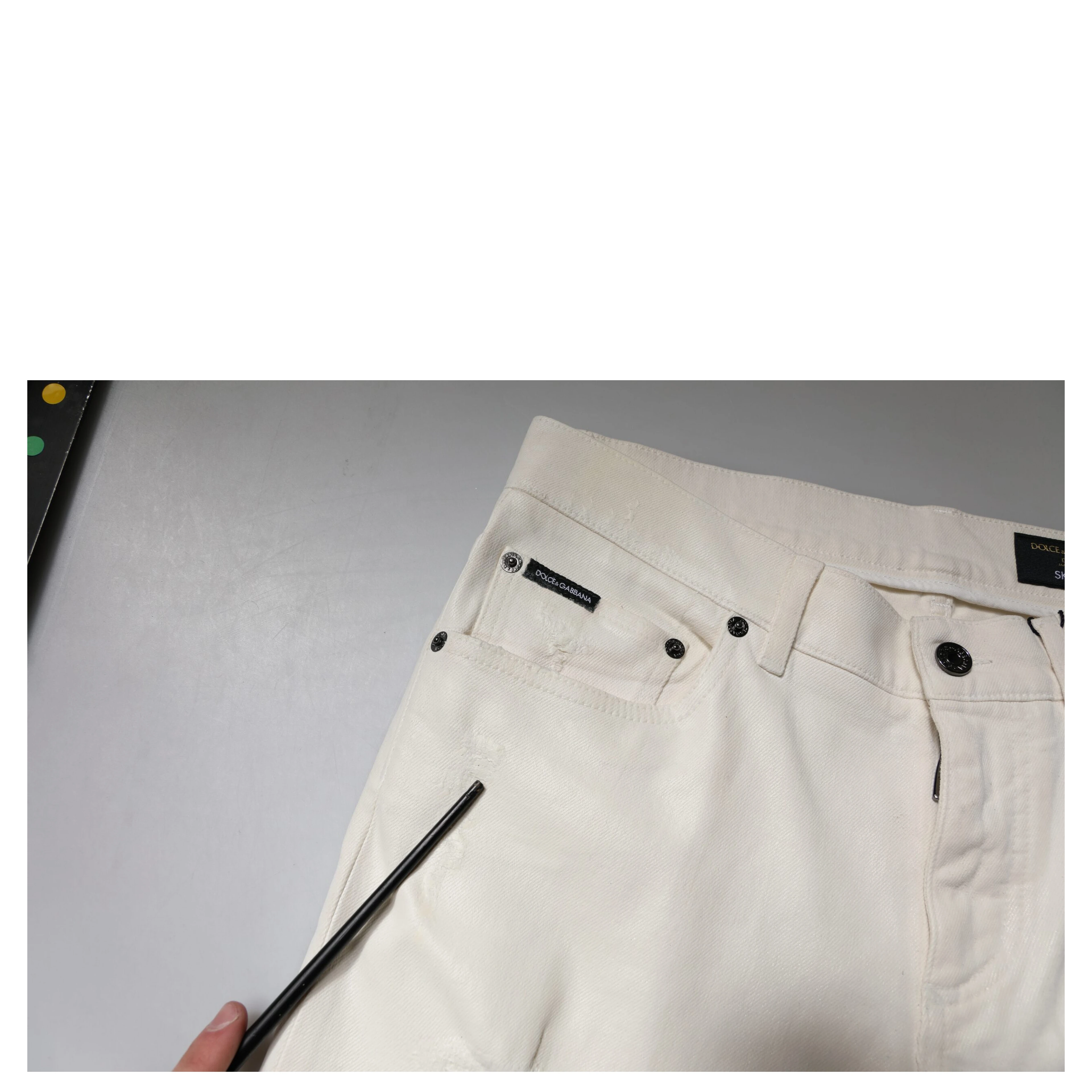 Off White Cotton Stretch Skinny Denim Jeans