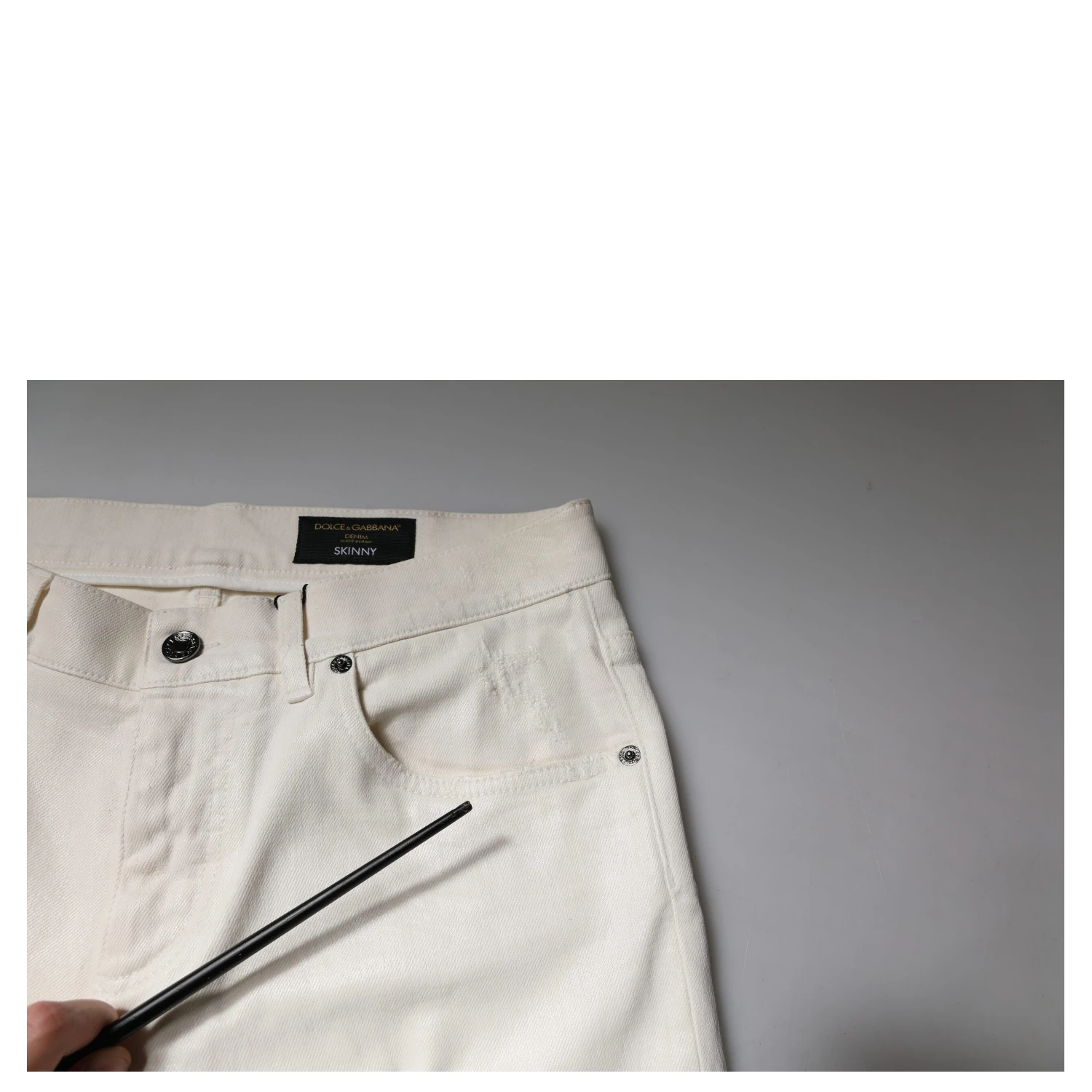 Off White Cotton Stretch Skinny Denim Jeans