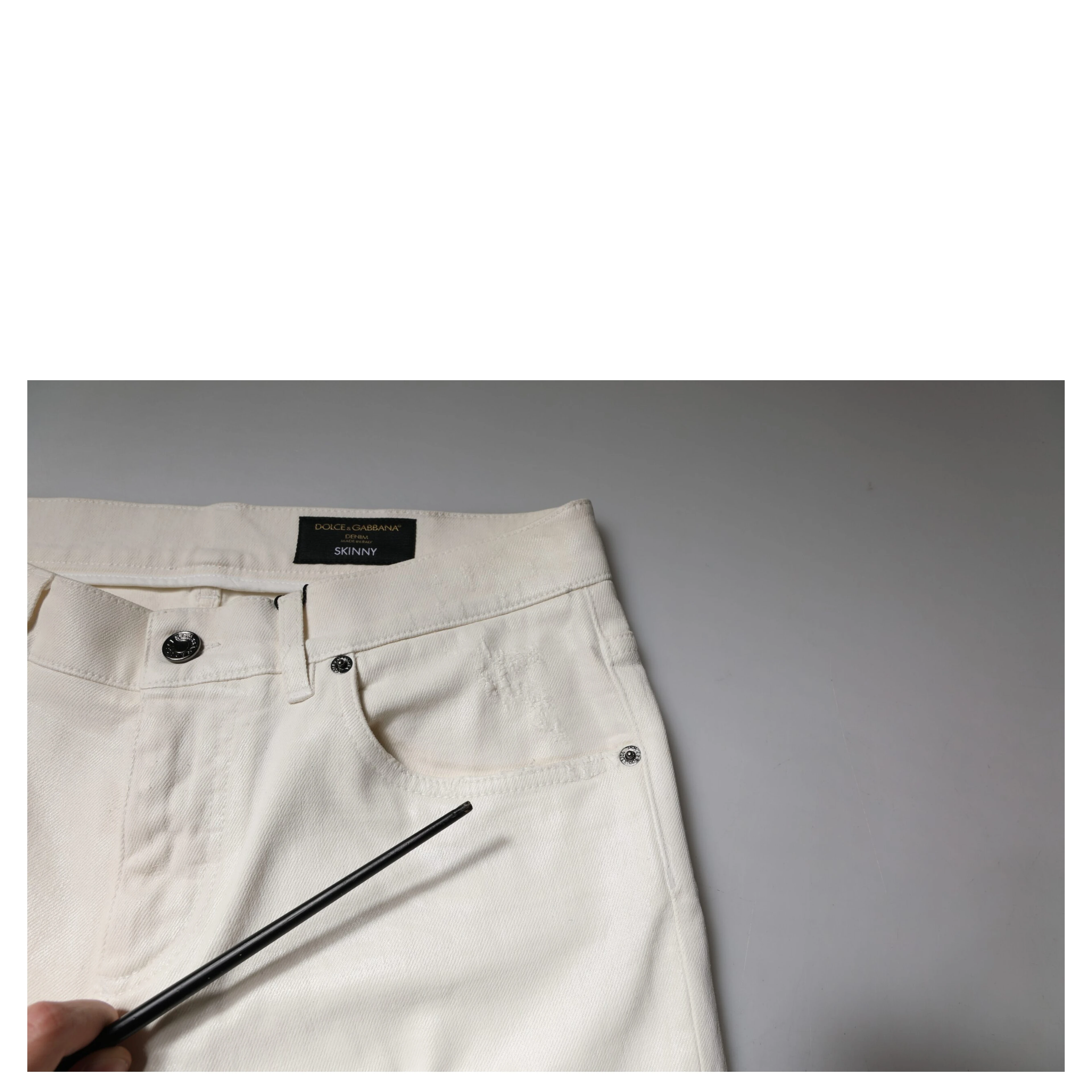 Off White Cotton Stretch Skinny Denim Jeans