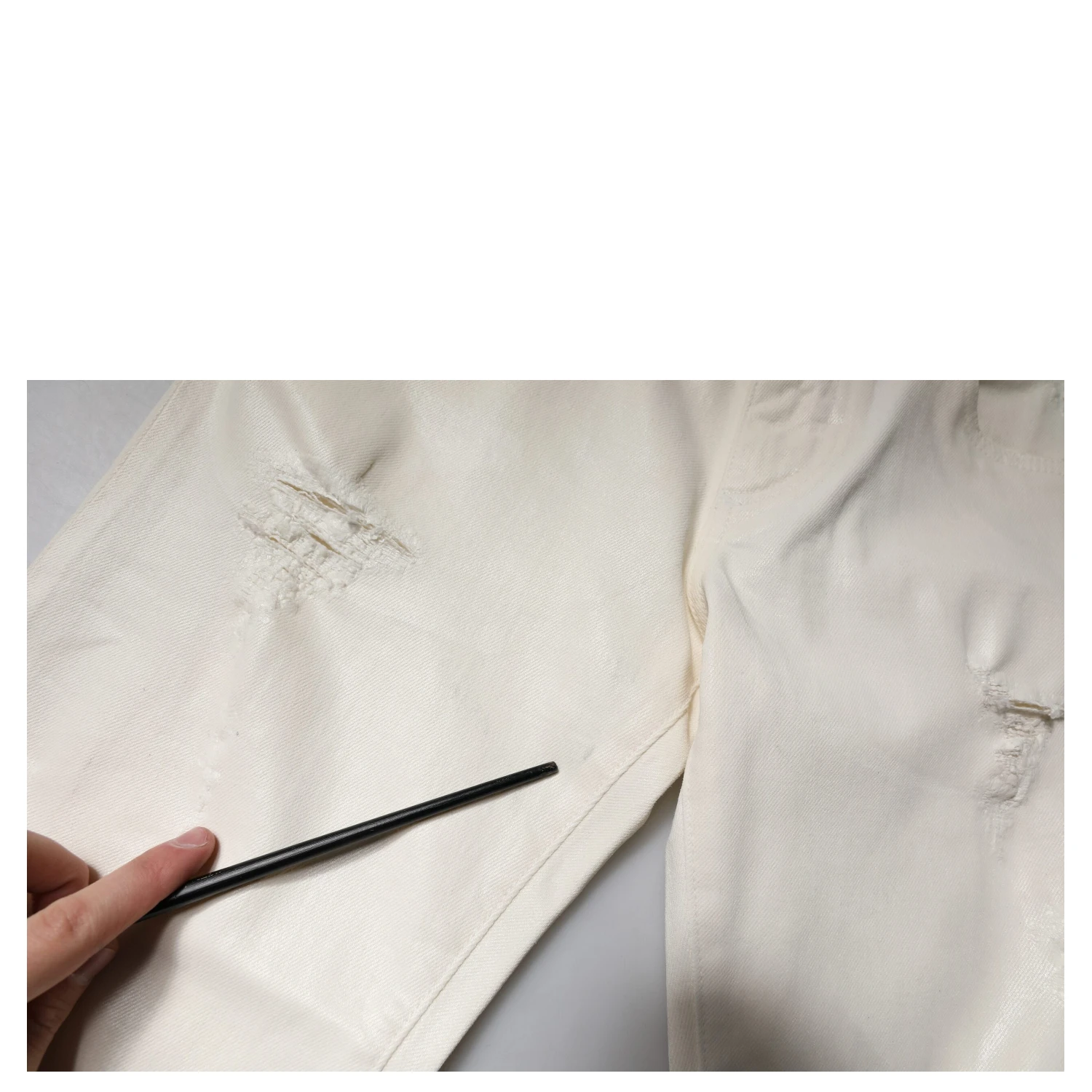 Off White Cotton Stretch Skinny Denim Jeans