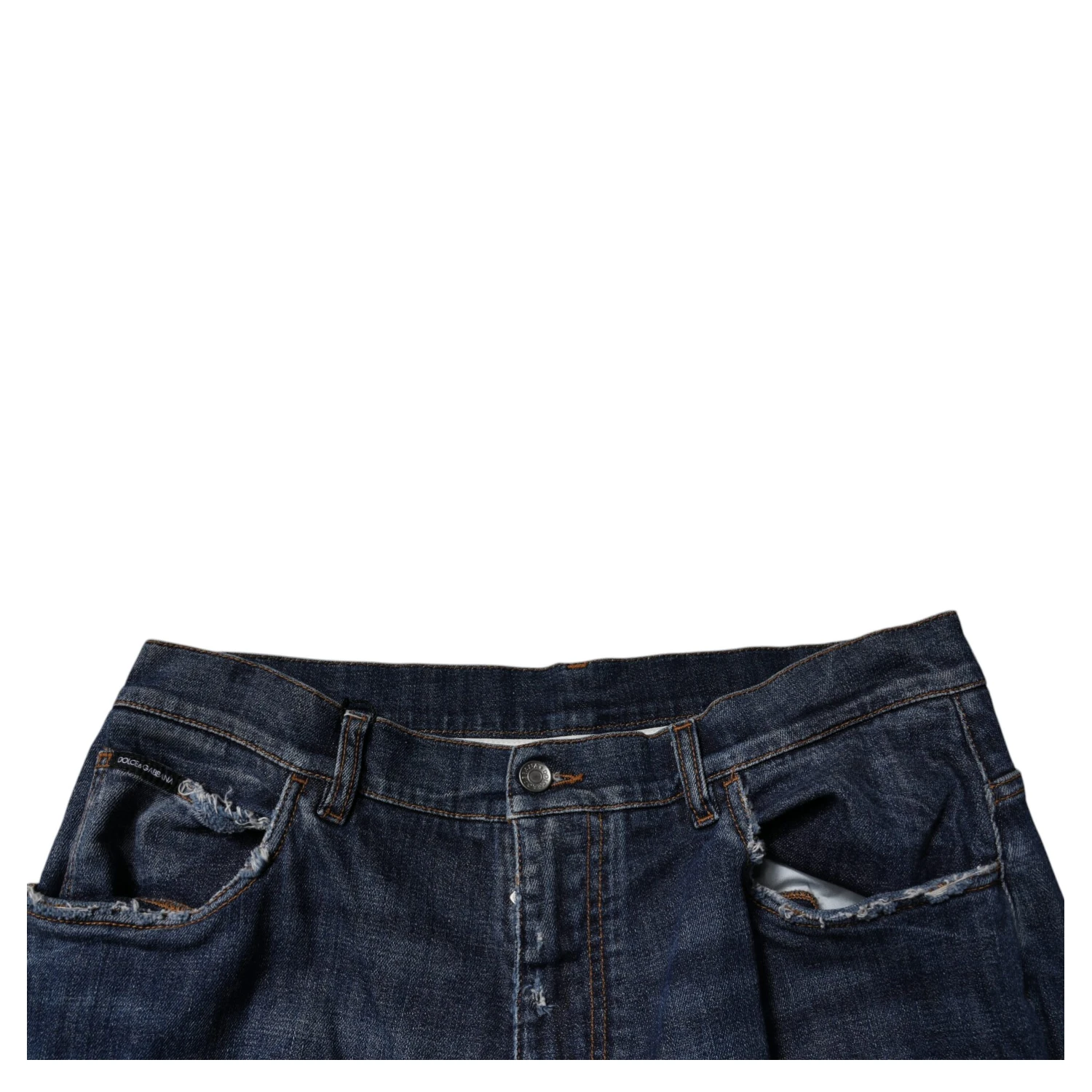 Dark Blue Tattered Wide Leg Men Denim Jeans