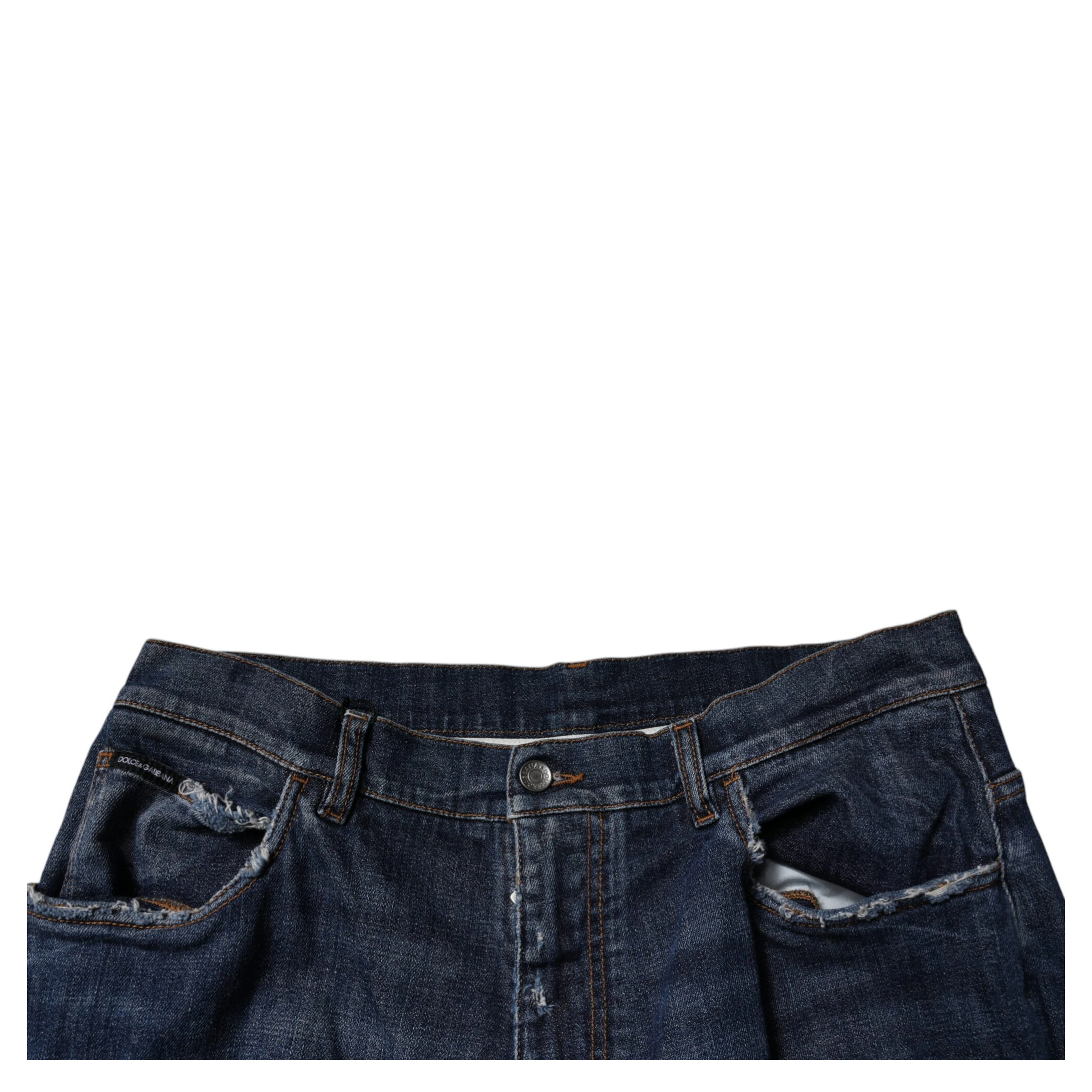 Dark Blue Tattered Wide Leg Men Denim Jeans