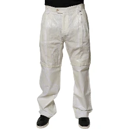 White Linen Mid Waist Straight Men Denim Jeans
