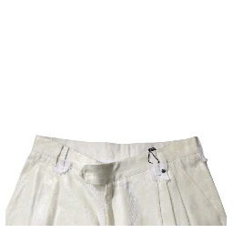 White Linen Mid Waist Straight Men Denim Jeans