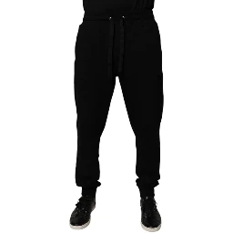 Black Cotton Mid Waist Jogger Sweatpants Pants