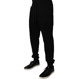 Black Cotton Mid Waist Jogger Sweatpants Pants