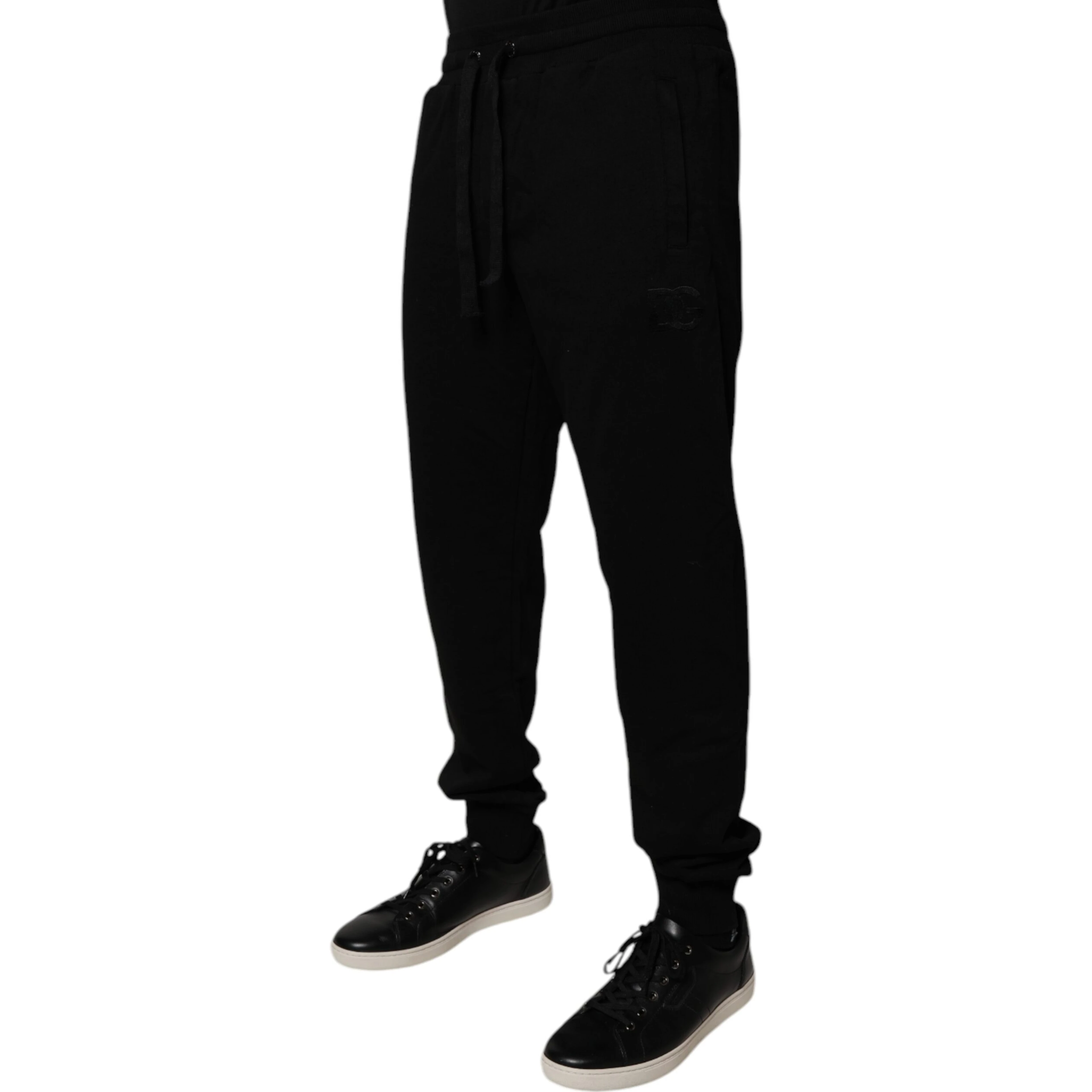 Black Cotton Mid Waist Jogger Sweatpants Pants