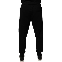 Black Cotton Mid Waist Jogger Sweatpants Pants