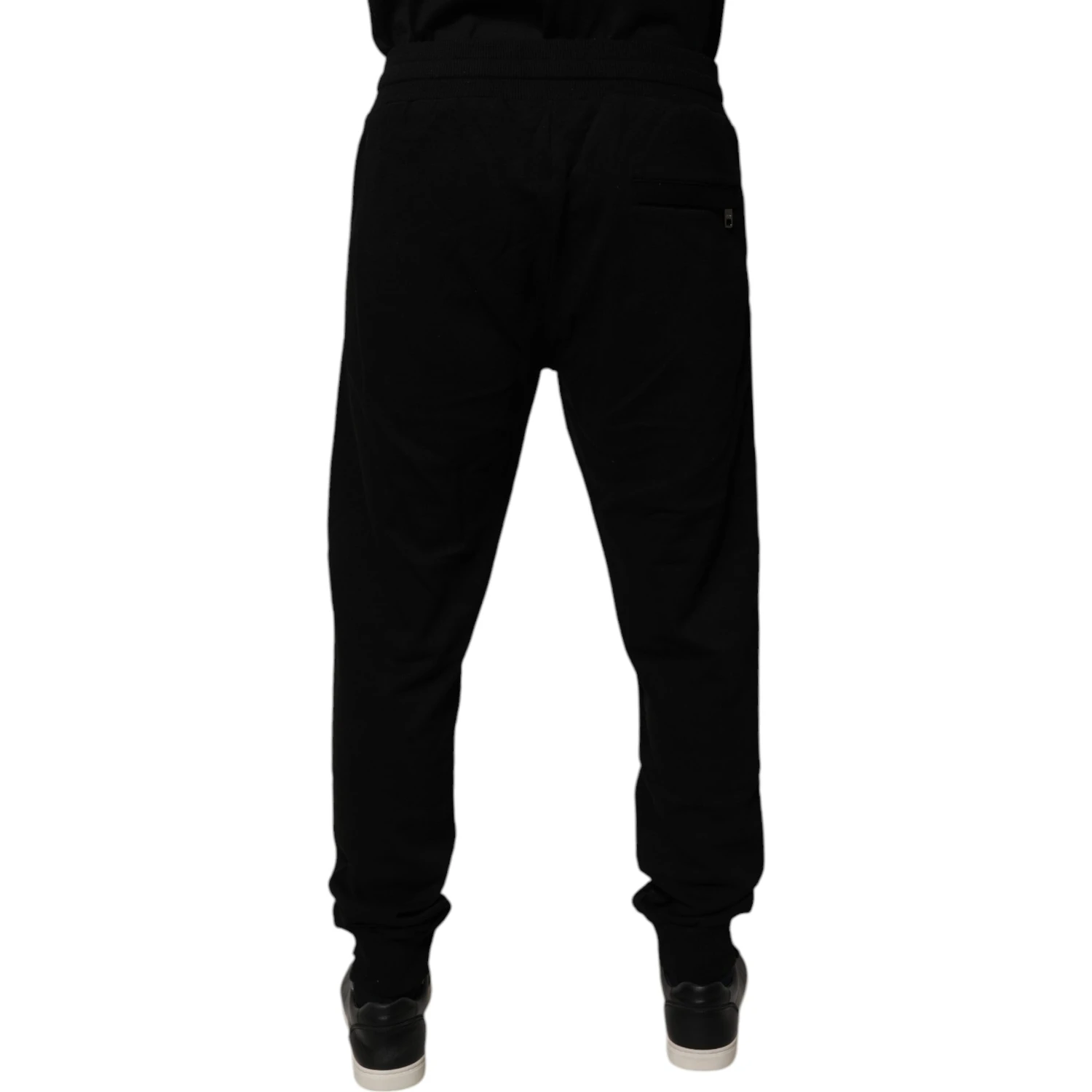 Black Cotton Mid Waist Jogger Sweatpants Pants