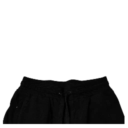 Black Cotton Mid Waist Jogger Sweatpants Pants