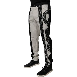White Lace Trim Mid Waist Dress Formal Pants